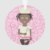 Afro-Amerikaanse meisje chef spatula gepersonalise Ornament (achterkant)