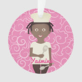 Afro-Amerikaanse meisje chef spatula gepersonalise Ornament (voorkant)