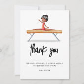 Afro-Amerikaanse meisje gymnastiek verjaardag Bedankkaart (Voorkant)