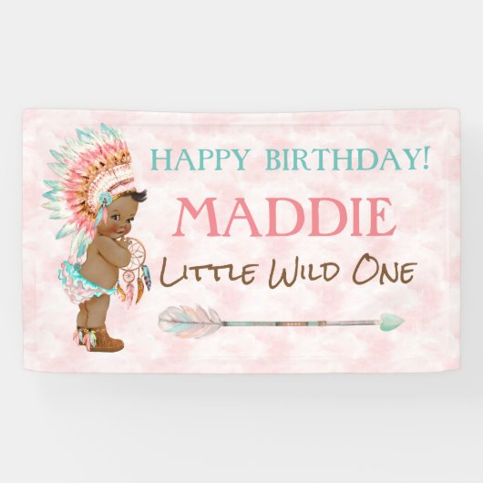 Afro-Amerikaanse meisje hoofdtooi Native American Spandoek (Horizontaal)