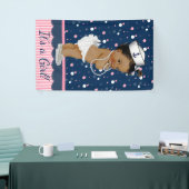 Afro-Amerikaanse meisje nautische Baby shower Spandoek (Beurs)