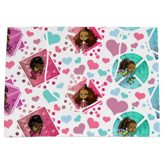 Afro-Amerikaanse meisjes en geometrische vormen Groot Cadeauzakje (Voorkant)