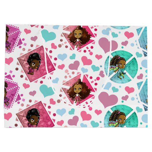 Afro-Amerikaanse meisjes en geometrische vormen Groot Cadeauzakje (Achterkant)