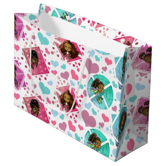 Afro-Amerikaanse meisjes en geometrische vormen Groot Cadeauzakje (Voorkant Gekanteld)