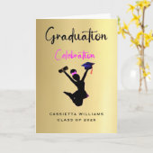 Afro-Amerikaanse meisjes gouden Afstuderen Kaart (Gele Bloem)