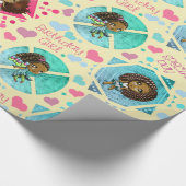 Afro-Amerikaanse meisjes met harten Verjaardag Cadeaupapier (Hoek)