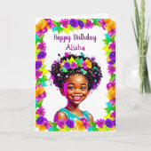 Afro-Amerikaanse meisjes verjaardag gepersonalisee Kaart (Voorkant)