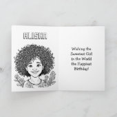Afro-Amerikaanse meisjes verjaardag gepersonalisee Kaart (Binnen)