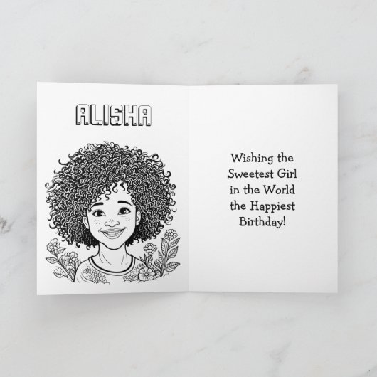 Afro-Amerikaanse meisjes verjaardag gepersonalisee Kaart (Binnen)