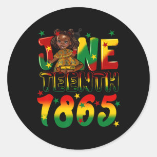 Afro-Amerikaanse Melanin Black Girls Kinder Junete Ronde Sticker