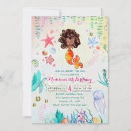 Afro-Amerikaanse Mermaid Party Uitnodiging
