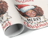 Afro-Amerikaanse Merry Christmas African Black Cadeaupapier (Rol Hoek)