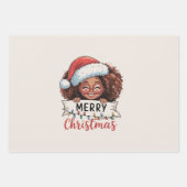 Afro-Amerikaanse Merry Christmas African Black Inpakpapier Vel (Voorkant)