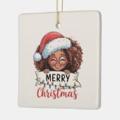 Afro-Amerikaanse Merry Christmas African Black Keramisch Ornament (Links)