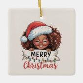 Afro-Amerikaanse Merry Christmas African Black Keramisch Ornament (Voorkant)