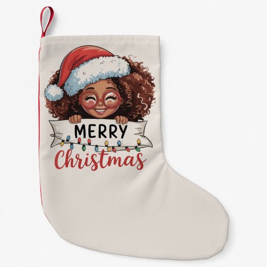Afro-Amerikaanse Merry Christmas African Black Kleine Kerstsok (Voorkant)