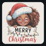 Afro-Amerikaanse Merry Christmas African Black Vierkante Sticker<br><div class="desc">Afro-Amerikaanse Merry Christmas African Black</div>