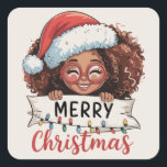 Afro-Amerikaanse Merry Christmas African Black Vierkante Sticker<br><div class="desc">Afro-Amerikaanse Merry Christmas African Black</div>