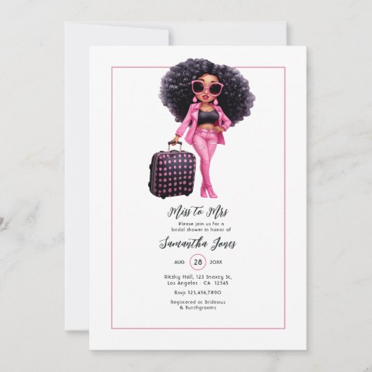 Afro-Amerikaanse Miss naar Mrs Bruiloftsfeest Kaart (Voorkant)