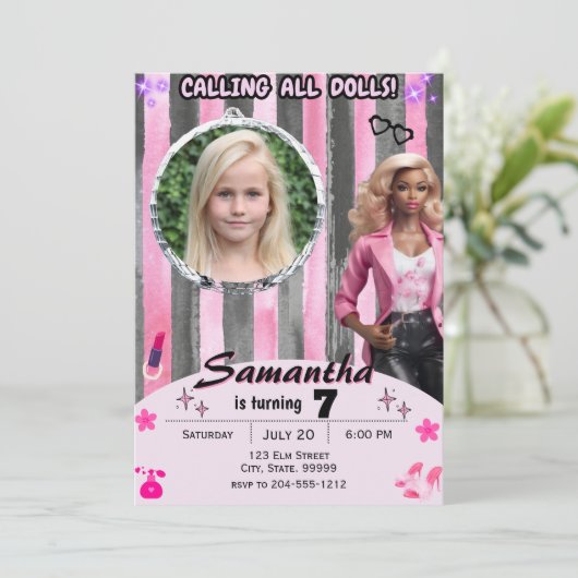 Afro-Amerikaanse Mode Doll Birthday Kaart (Staand voorkant)