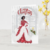Afro-Amerikaanse moderne vrouw kerstkaart Kaart (Gele Bloem)