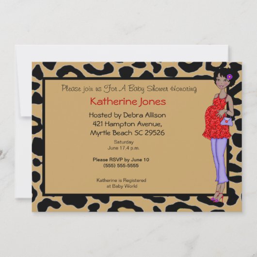 Afro-Amerikaanse Moeder Baby shower Uitnodiging (Voorkant)