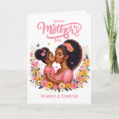 Afro-Amerikaanse moeder & dochter Happy Moederdag Kaart (Voorkant)