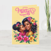 Afro-Amerikaanse moeder & dochter Happy Moederdag Kaart (Voorkant)