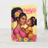 Afro-Amerikaanse moeder & dochter Happy Moederdag Kaart (Voorkant)