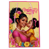 Afro-Amerikaanse moeder & dochter Happy Moederdag Medium Cadeauzakje (Voorkant)