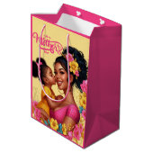 Afro-Amerikaanse moeder & dochter Happy Moederdag Medium Cadeauzakje (Achterkant Gekanteld)