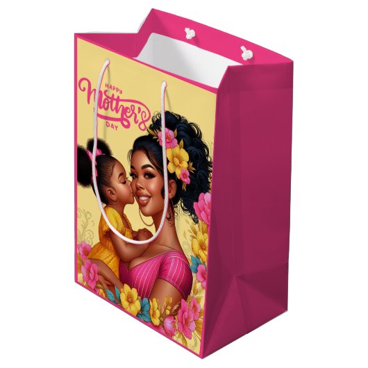 Afro-Amerikaanse moeder & dochter Happy Moederdag Medium Cadeauzakje (Achterkant Gekanteld)
