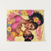 Afro-Amerikaanse moeder & dochter Happy Moederdag Wandkleed (Voorkant (horizontaal))