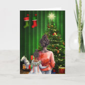 Afro-Amerikaanse moeder & dochter kerst Kaart (Voorkant)