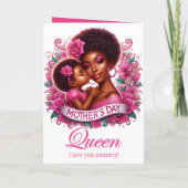 Afro-Amerikaanse Moeder & Dochter Moederdag Koning Kaart (Achterkant)