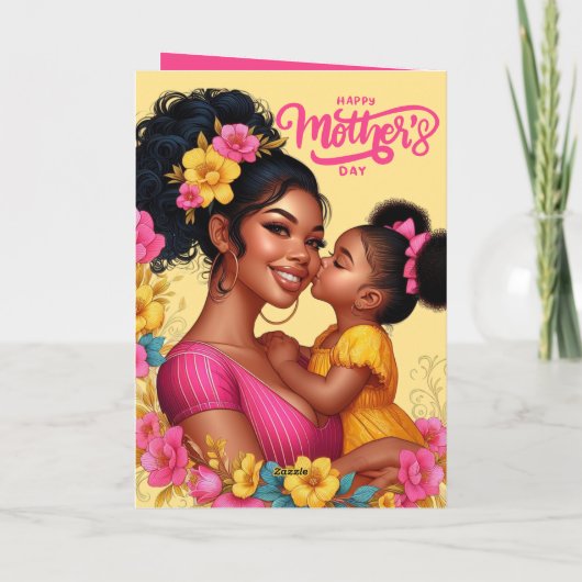 Afro-Amerikaanse moeder en dochter Gelukkige Moede Kaart (Achterkant)