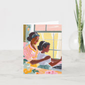 Afro-Amerikaanse moeder en dochter samen Bedankkaart (Voorkant)