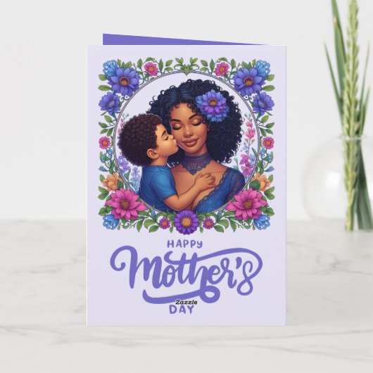 Afro-Amerikaanse moeder en zoon Gelukkige Moederda Kaart (Achterkant)