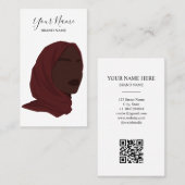 Afro Amerikaanse Moslim Hijab Beauty Salon QR Code Visitekaartje (Voorkant / Achterkant)