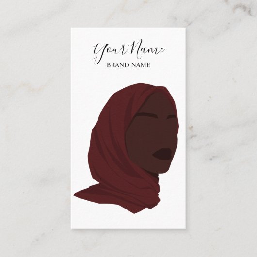 Afro Amerikaanse Moslim Hijab Beauty Salon QR Code Visitekaartje (Voorkant)