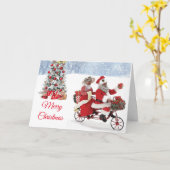 Afro-Amerikaanse Mr. & Mrs. Claus Kerstmis Kaart (Gele Bloem)