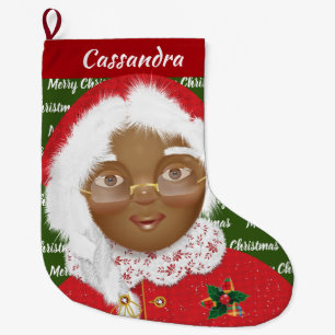 Afro-Amerikaanse Mrs Claus meisje kerst vakantie Grote Kerstsok