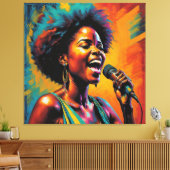 Afro-Amerikaanse neon gekleurde impressionist Canvas Afdruk (Insitu (Woonkamer))