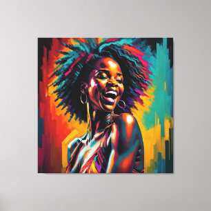 Afro-Amerikaanse neon jazzzangeres Canvas Afdruk
