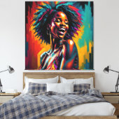 Afro-Amerikaanse neon jazzzangeres Canvas Afdruk (Insitu (Slaapkamer))