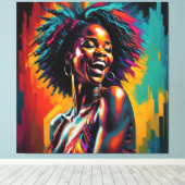 Afro-Amerikaanse neon jazzzangeres Canvas Afdruk (Insitu (Houten vloer))