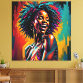Afro-Amerikaanse neon jazzzangeres Canvas Afdruk (Insitu (Woonkamer))