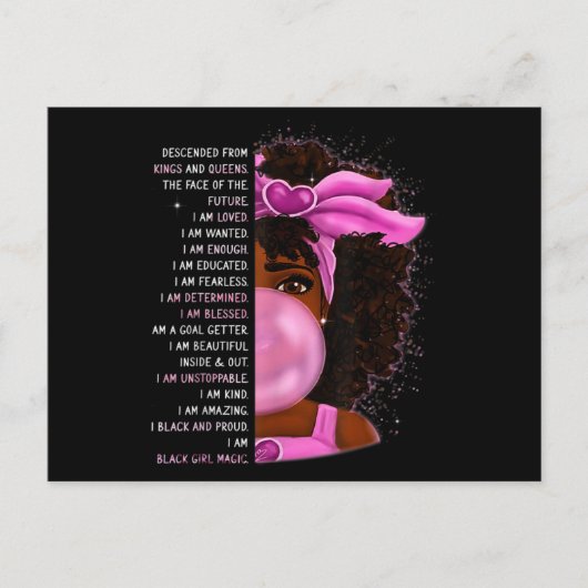 Afro-Amerikaanse Nubische Koningin Black Girl Magi Briefkaart (Voorkant)