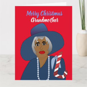 Afro-Amerikaanse oma kerstkaart Kaart