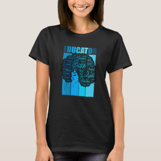 Afro-Amerikaanse Opvoeder Leraar Woorden In Afro T-shirt